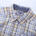 thumbnail image 4 of Bienzoe Boy's Cotton Plaid Roll Up Button Down Sports Shirts Yellow/Blue 11/12, 4 of 7