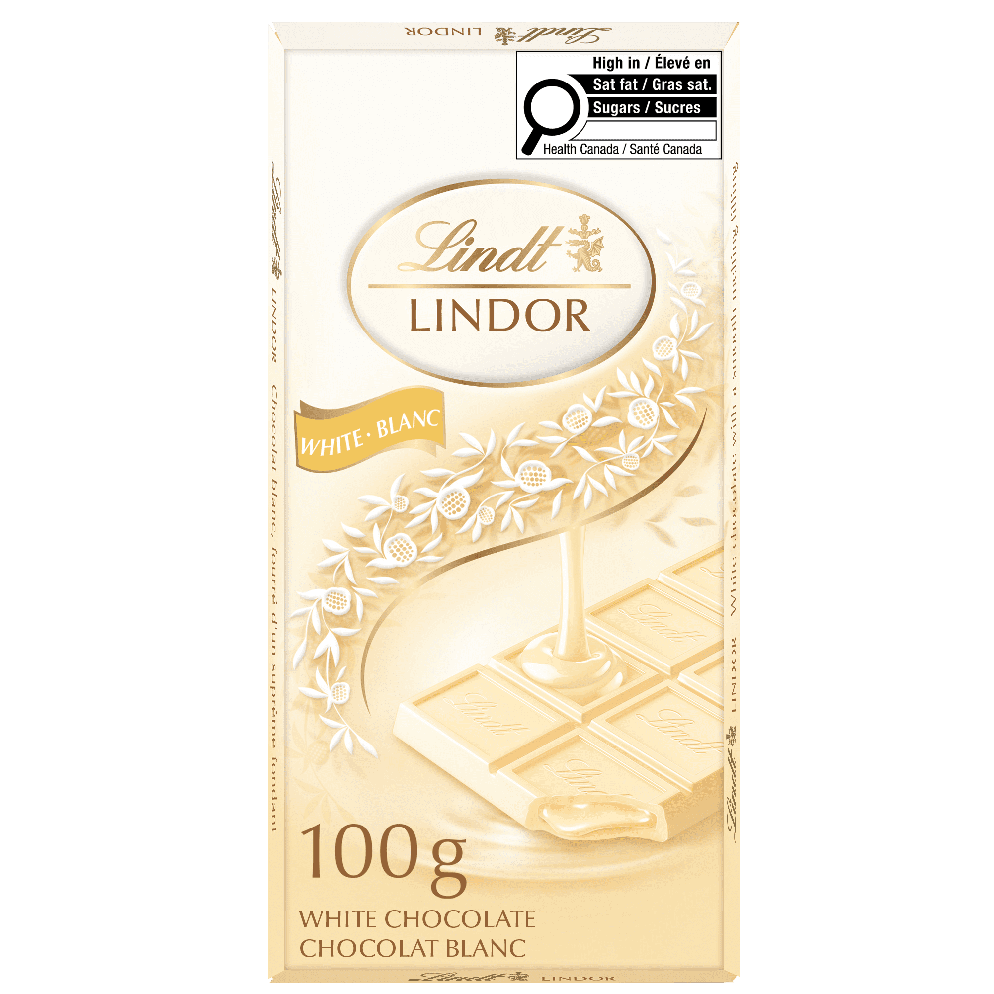 Lindt LINDOR White Chocolate Bar, 100 Grams