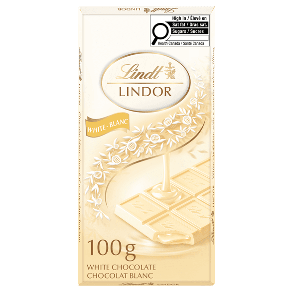 Lindt LINDOR White Chocolate Bar, 100 Grams