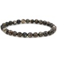 thumbnail image 1 of Bracelet Extensible Unisexe en Perles Rondes 6 mm avec Pierre Précieuse Fossile de Cauri Naturel, 1 of 4
