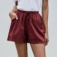 thumbnail image 2 of Timegard Cotton Linen Shorts for Women Elastic Waisted Drawstring Wide Leg Lounge Shorts with Pocket, 2 of 7