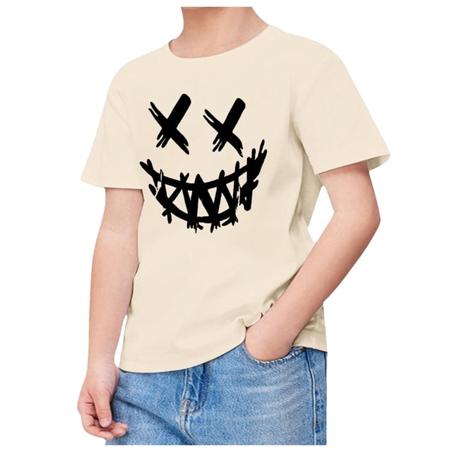 TZEWGL Cute Graphic Printed Short Sleeved Crewneck Solid Color Shirt For Kid Clothes For Kids size 10-11T