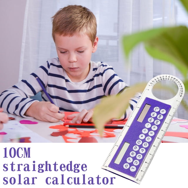 3-in-1 10cm Solar Ruler Calculator Multifunctional Large Display Screen Mini Solar Card Ruler Calculator