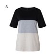 thumbnail image 2 of T-shirt pour Femmes à Blocs de Couleur, Manches Courtes, Col Rond, Blouse Décontractée pour Femmes, Noir Coloré, P, 2 of 7
