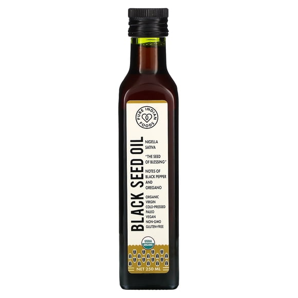 Pure Indian Foods, Organic Cold Pressed Virgin Black Seed Oil, 250 ml