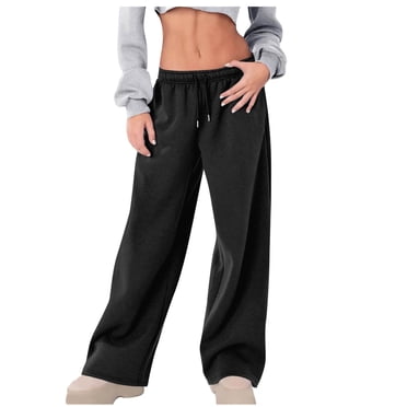 Erwazi Womens Wide Leg Sweatpants Casual Loose Solid Color Pants Comfy Lounge Joggers Baggy Sweatpants Pockets