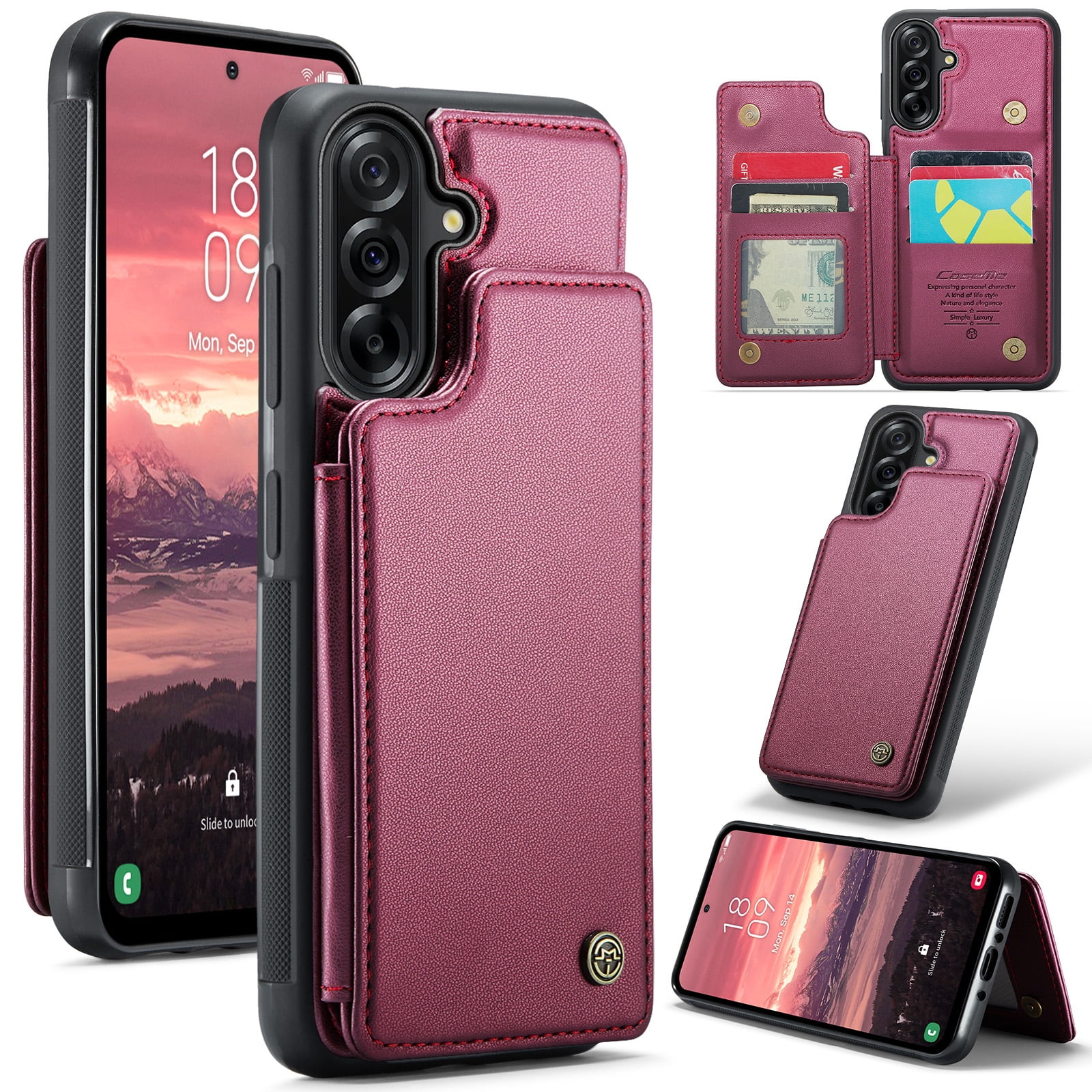 CaseMe Leather for Samsung Galaxy A36 5G Case with Card Holder, Wallet Case for Women Men with RFID Blocking, Durable Leather Kickstand Magnetic Clasp Shockproof Phone Case for Samsung Galaxy A36 5G