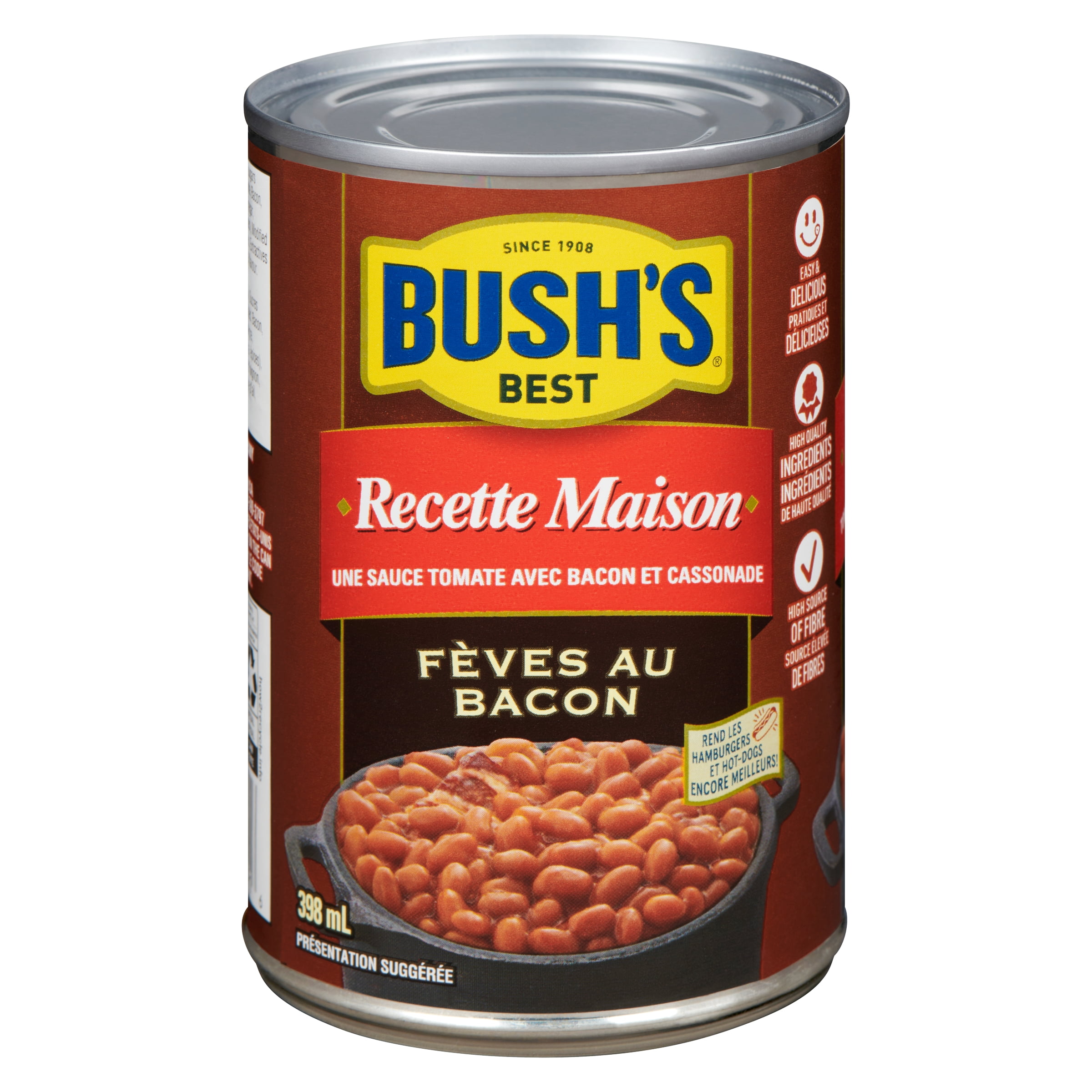 BUSH'S® Fèves au Four Recette Maison en Sauce Tomate avec Bacon et Cassonade, 398mL