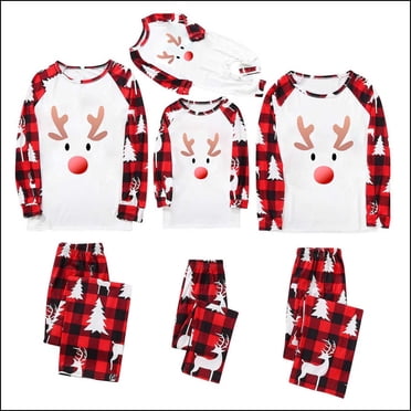 Pisexur Pyjamas de Noël pour la Famille Mode Imprimé de Noël Manches Longues Col Rond T-Shirts Hauts Pantalons Pyjamas de Noël pour la Famille Pyjamas des Fêtes Vêtements de Nuit Tenues Assorties pour la Famille pour Hommes/femmes/enfants