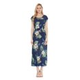 thumbnail image 1 of Robe Longue Simple Hawaïenne pour Femme à Manches Cap Luau 2TG Ananas Jardin Bleu Marine, 1 of 5