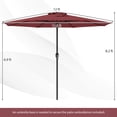 thumbnail image 3 of Costway Parasol de Patio 12 Pi Parasol de Marché Extérieur avec Manivelle 8 Nervures Robustes Rouge, 3 of 10