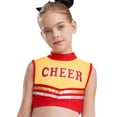 thumbnail image 1 of vastwit Kids Girls Mock Neck Tank Vest Shirts Sleeveless Color Block Letters Printed Cheerleading Uniform Crop Tops Red 14, 1 of 7
