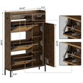 thumbnail image 2 of Yiwa Rattan Shoe Cabinet for Entryway, Hidden Wood Shoe Rack Storage with 3 Flip Drawers, Narrow Freestanding Shoe Organizer Cabinet for Hallway, Easy Assembly, 2 of 7