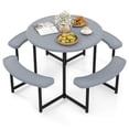 thumbnail image 2 of Costway Round Picnic Table Bench Set with 4 Benches Umbrella Hole All Weather Tabletop Gray, 2 of 10