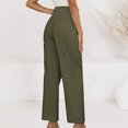 thumbnail image 5 of Timegard Lounge Pants for Women Elastic Waisted Button Straight Leg Ruched Casual Trousers with Pockets, 5 of 5