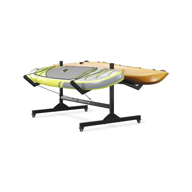 AKDSteel Support de Kayak Robuste, Support de Rangement Double Face à une Seule Couche pour 2 Kayaks, avec Roues et Sangles de Suspension, Support de Kayak Idéal pour le Rangement Intérieur Ou Extérieur