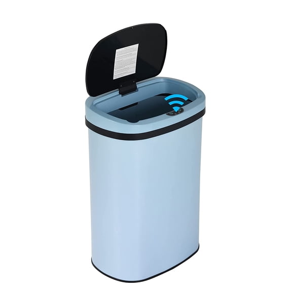 FDW Poubelle de Cuisine avec Couvercle, Poubelle Automatique de 13 Gallons pour Salle de Bain Chambre Bureau à Domicile 50 Litres Sans Contact Grande Capacité en Acier Inoxydable Brossé, Bleu