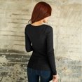 thumbnail image 2 of pxiakgy Hauts Col Rond Coréen Chemise Longue Manches Décontractée version Bouton blouse Femme Ample Noir TG, 2 of 6