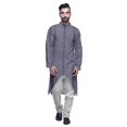 thumbnail image 1 of Atasi Printed Long Sleeve Kurta For Men Button Down Cotton Slub Ethnic Shirt, 1 of 5