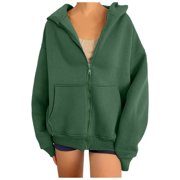 Fgnfyis Hoodies for Women Sweatshirts for Women Hoodie Sweatshirts Preppy Clothes Long Sleeve Sweatshirt Tops Women's Hoodies and Sweatshirts Green M
