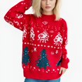 thumbnail image 4 of TIMIFIS Chandails de Noël pour Femmes Décontractés à Col Rond Chandails à Enfiler Hauts Automne Manches Longues Extensibles Flocon de Neige Renne Chandail Tricoté, 4 of 7