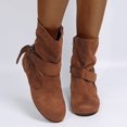 thumbnail image 4 of CEHVOM Bottines d'Hiver Plates pour Femmes en Cuir, à Boucle, en Suède, à Fermeture Éclair, Bout Rond, 4 of 6