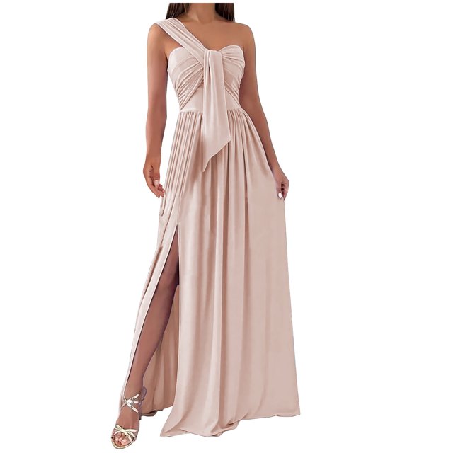 VEKDONE Liquidation 2025 Robe Élégante pour Femme Invitée de Mariage à une Épaule Soirée Formelle Cocktail Longue Maxi Robes, Robes Hawaïennes pour Femmes