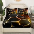 thumbnail image 3 of Erosebridal Neon Honeycomb Full Sheet Sets, Gradient Geometric Bedding Full Size, Modern Theme Decor,, 3 of 7