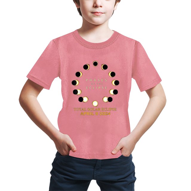 B91xZ T-Shirt Athlétique pour Garçons Col Rond Uni Manches Courtes T-Shirt, Rose 5-6 Ans