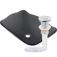 thumbnail image 1 of Novatto TIS-317GCH Rettangolare Clear Slate Grey Glass Scalloped Vessel Sink with Drain, 1 of 8