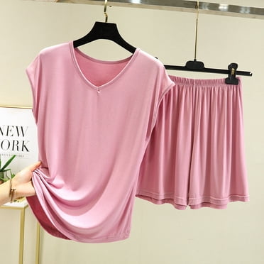 Georges Complets pour Femmes Chic Dames Mode Shorts Deux Pièces Couleur Unie Manches Courtes Complet Décontracté