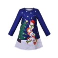 thumbnail image 1 of Robe Fille Bleue Sapin de Noël Snowman Imprimée Décontractée Fête 3 Ans, 1 of 5
