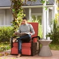thumbnail image 2 of Outsunny Wicker Outdoor Recliner Chair, Lounge Chair with Side Tray, Red, 2 of 10