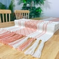 thumbnail image 2 of Namzi Nappe en Coton et Lin avec Pompons Fait Main, Serviette de Lit, Couverture de table à Thé, Drapeau de table (Rouge, 250 * 35cm), 2 of 5