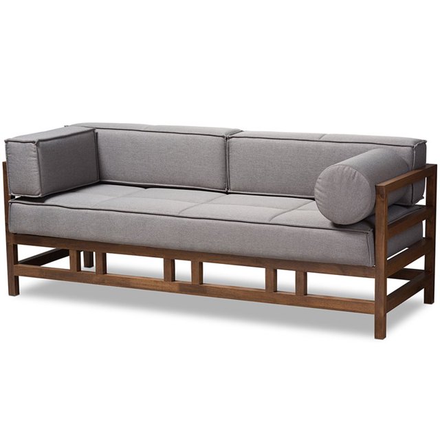 Baxton Studio Canapé Shaw en Noyer Gris et Noir