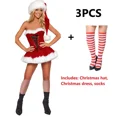 thumbnail image 1 of QueenLine Costume de Cosplay de Noël Aguichant en Velours Rouge Père Noël (A1, S), 1 of 15