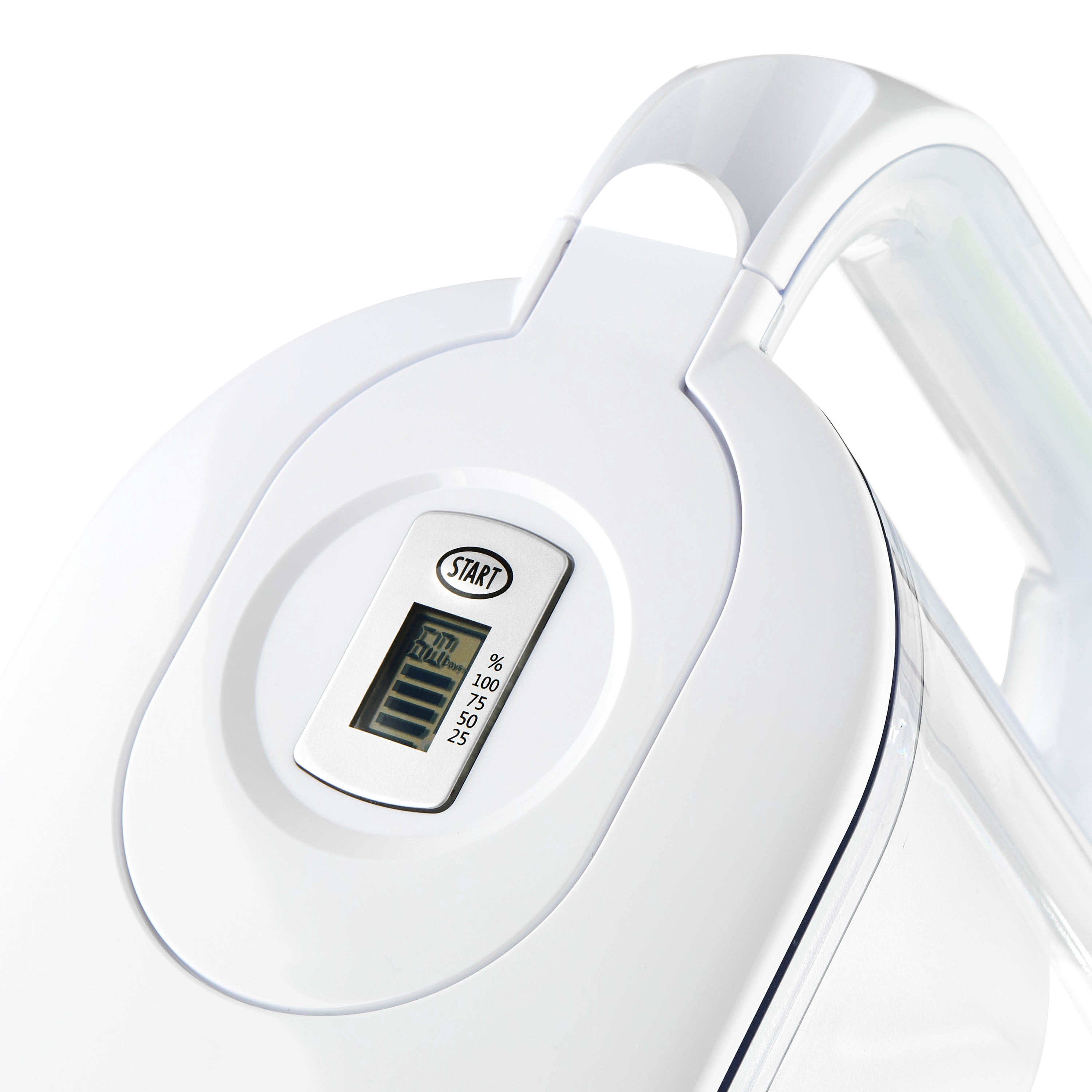 Pichet filtreur à eau Great Value, série 7 tasses, couleur blanche, sans BPA, compatible avec les filtres Brita, certifié NSF, indicateur minuteur numérique, HS528