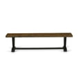 thumbnail image 3 of Pemberly Row V-Style 15x72" Wood Dining Bench in Black/Brown, 3 of 5