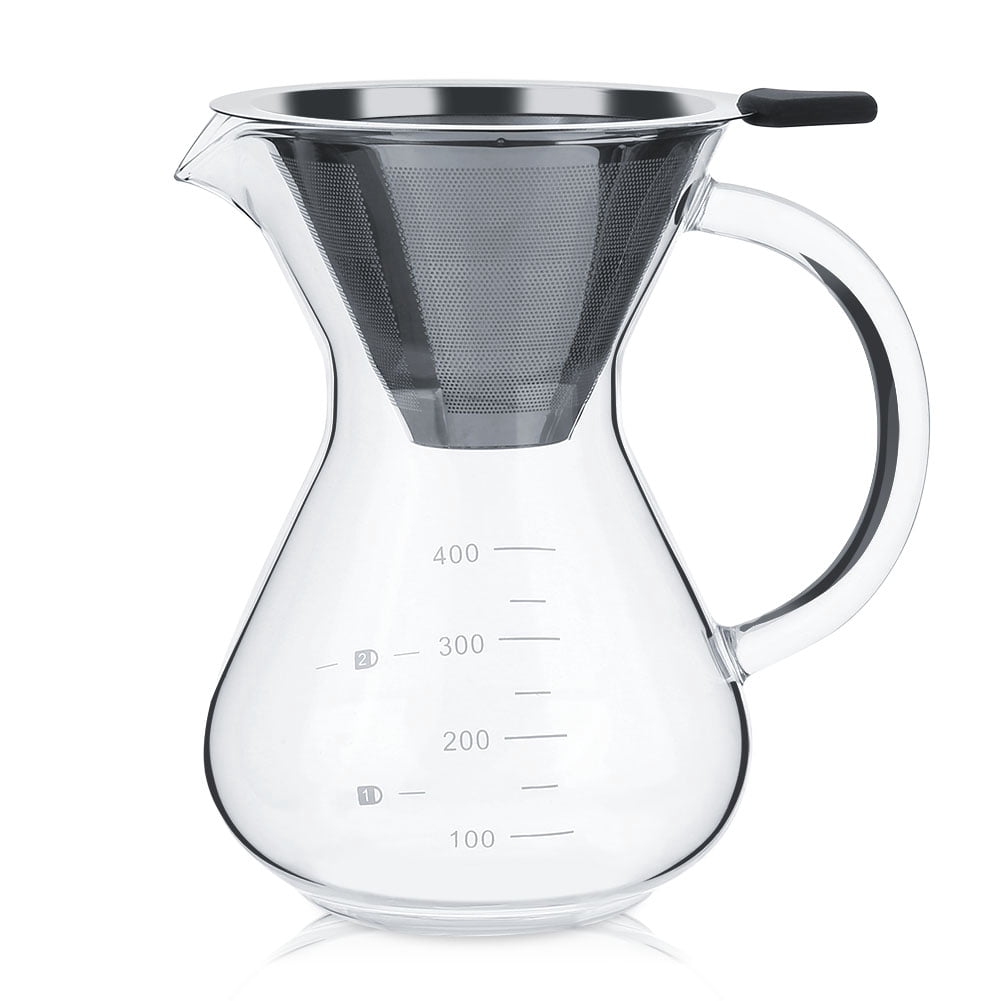 400ml Coffee Filter Pot, Coffee Dripper Brewer and Glass Coffee Pot, Glass Pour Over Coffee Maker Set