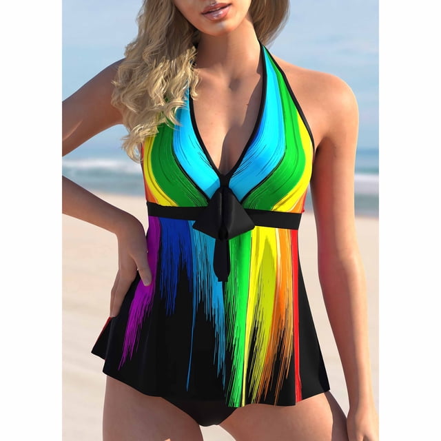 HAWEE Tankini Swimsuits for Women Plus Size Swimwear Tummy Control Two Piece Tank Tops Bathing Suits(S-5XL)