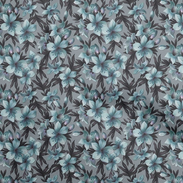 oneOone Tissu Polyester Spandex Vert Sarcelle Tissu Floral pour Robe Tissu Imprimé Tissu au Mètre 56 Pouces de Large