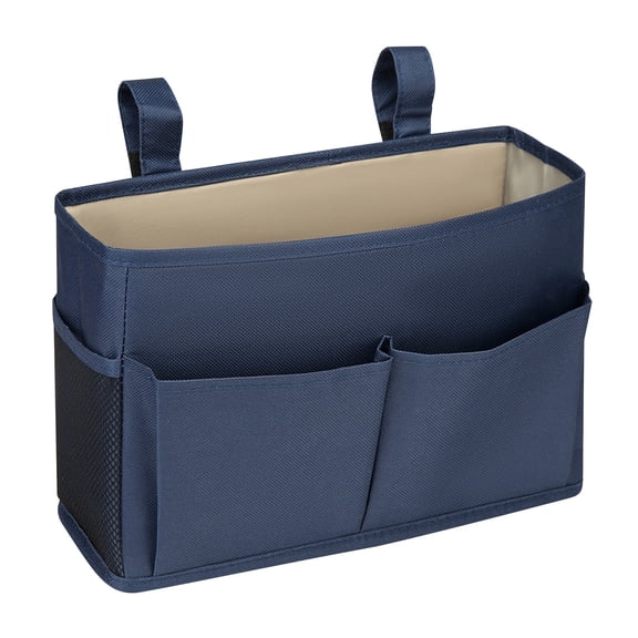Sac de Rangement pour Organisateur de Chevet avec Grandes Poches de Capacité, Sangles de Suspension pour Téléphone Sécurisé et Essentiels, Économiseur d'Espace pour Tête de Lit Superposé de Dortoir Hzhnb / 60%Coton,40%Lin, Bleu