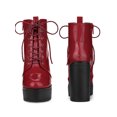 thumbnail image 5 of Unique Bargains Bottes de Combat Western à Plateforme à Lacets à Talon Épais pour Femme Rouge (Taille 6,5), 5 of 5