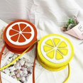 thumbnail image 3 of Yellow Round Orange Shape Crossbody Bag Chain Shoulder Bag PU Leather Round Purse Handbag, 3 of 6