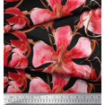 thumbnail image 3 of Soimoi Orange Moss Georgette Fabric Floral Decor Fabric Printed BTY 42 Inch Wide, 3 of 3