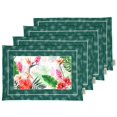 thumbnail image 1 of Vargottam Napperons - Napperon pour Table à Manger, Ensemble de 4 - Serviette en Coton Imprimée et Réversible - Napperons d'Intérieur pour Table de Salle à Manger à la Maison et en Cuisine - Floral Tropical (Vert Sarcelle), 1 of 5