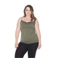 thumbnail image 1 of White Mark Universal PS132-08 Plus Size Lace Trim Tank Top, Olive - One Size, 1 of 4