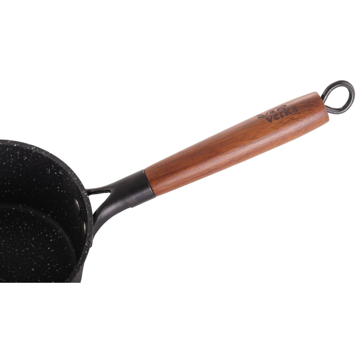Verka Non-Stick Milk Pan, 16cm, Stonetec Design, with Lid and Wooden Handle