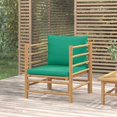 thumbnail image 1 of vidaXL Garden Sofa with Green Cushions Bamboo, 1 of 5