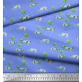 thumbnail image 2 of Soimoi Blue polyester Crepe Fabric Tree & Rhinoceros Animal Decor Fabric Printed Yard 42 Inch Wide, 2 of 5